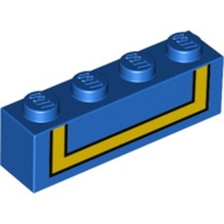 Pièce LEGO bordure arrière imprimée, couleur bleu, référence BrickLink 3010pb291, élément LEGO 6294616.