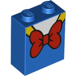 Pièce LEGO nœud papillon et col imprimés, couleur bleu, référence BrickLink 3245cpb117, élément LEGO 6289489.