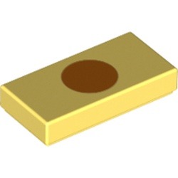 Les joues orange sur fond jaune : pièce BrickLink 3069pb1003, couleur jaune clair vif, élément LEGO 6357109.