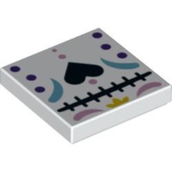 Le visage de La Catrina : pièce BrickLink 3068pb1860, couleur blanc, élément LEGO 6350590.