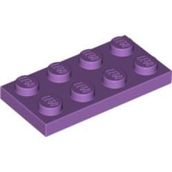 Les plaques des colliers : pièce LEGO 3020, couleur lavande moyen, élément 4619516.