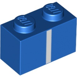 Les bandes de la robe de Geri : pièce LEGO 3004pb269, couleur bleu, élément 6289287.