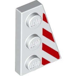 L’aile droite à rayures rouges : pièce BrickLink 43722pb03, couleur blanc, élément LEGO 6339082.