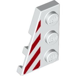 L’aile gauche à rayures rouges : pièce BrickLink 43723pb03, couleur blanc, élément LEGO 6342605.