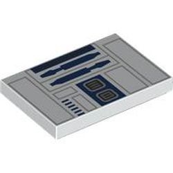 Le panneau de R2-D2 : pièce BrickLink 26603pb336, couleur blanc, élément LEGO 6443118.