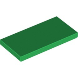 Les grandes tuiles de la tête : pièce BrickLink 87079, couleur vert, élément LEGO 4566179.