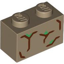 Brique de tronc imprimée, beige foncé, référence BrickLink 3004pb329, élément LEGO 6467542.