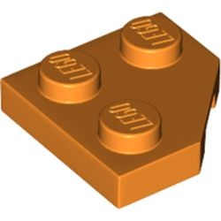 Plaque orange 2 × 2 à coin coupé, trois tenons, référence BrickLink 26601, élément LEGO 6218367.