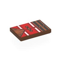 Le costume imprimé de Baggy : pièce LEGO 26603pb538, couleur brun rougeâtre, élément 6536400.