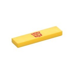 Le symbole Autobot du torse de Bumblebee : pièce LEGO 2431pb0907, couleur jaune, élément 6536381.