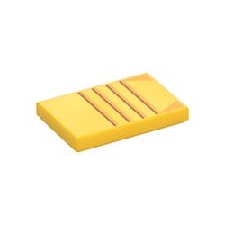 Le front imprimé du robot Bumblebee : pièce LEGO 26603pb480, couleur jaune, élément 6536384.