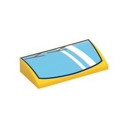 Le pare-brise incurvé de la voiture : pièce LEGO 88930pb192, couleur jaune, élément 6536382.