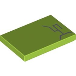 Tuile de front imprimée 2 × 3 vert citron, référence BrickLink 26603pb017, vue LEGO de l’élément 6226450.