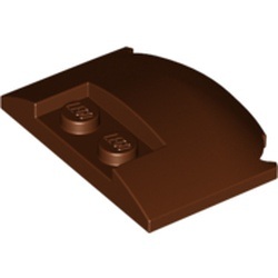 Grande pièce marron à surface courbe, avec deux tenons visibles dans un creux.