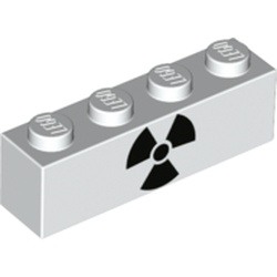 Rendu LEGO — Symbole de radiation, couleur blanc.