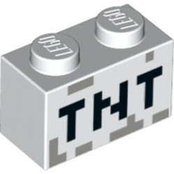 Rendu LEGO — Brique TNT, couleur blanc.
