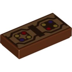 Pièce LEGO bordure de la robe, couleur brun rougeâtre, référence BrickLink 3069pb0659, élément LEGO 6239971.