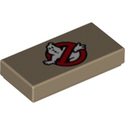 Pièce LEGO écusson Ghostbusters, couleur beige foncé, référence BrickLink 3069pb0655, élément LEGO 6238344.