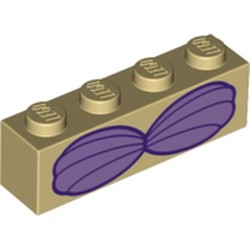 Pièce LEGO haut à coquillages d’Ariel, couleur beige, référence BrickLink 3010pb236, élément LEGO 6238332.