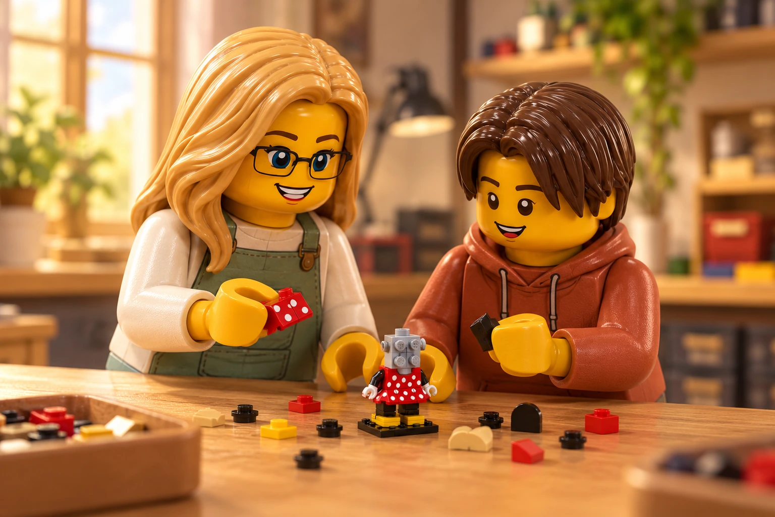 Illustration d’un atelier autour du petit modèle Minnie Mouse : construction.