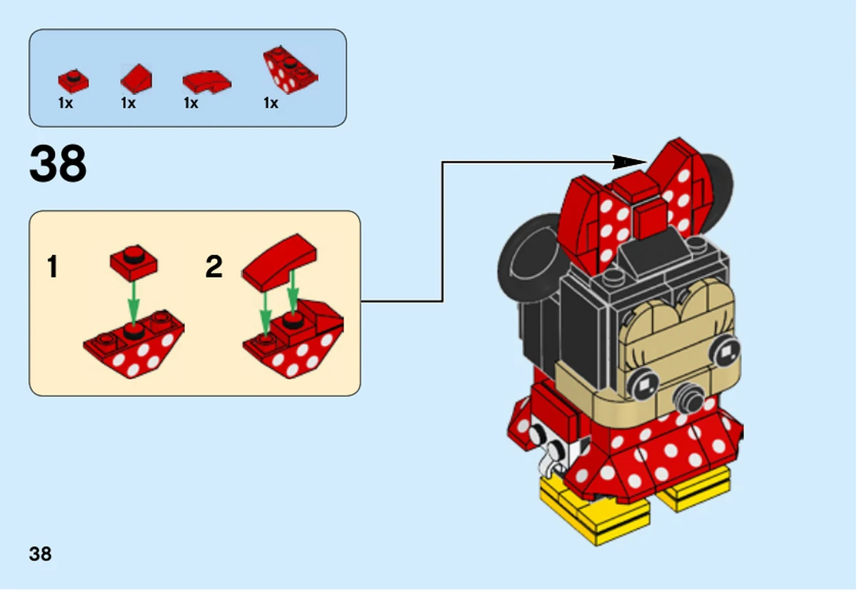 Page 38 de la notice officielle LEGO 41625, étape 38 : le nœud à pois.