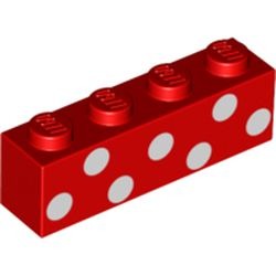 Image LEGO : brique à pois, couleur rouge, référence BrickLink 3010pb245, élément LEGO 6245194.
