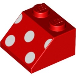 Image LEGO : pente à pois, couleur rouge, référence BrickLink 3039pb118, élément LEGO 6245197.
