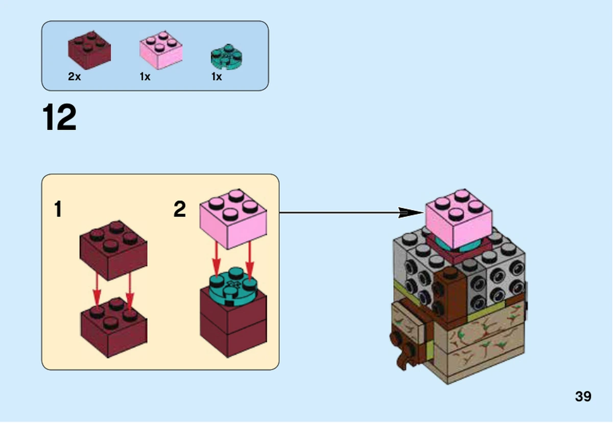 Page 39 de la notice officielle LEGO 41626, étape 12 : le noyau de groot.