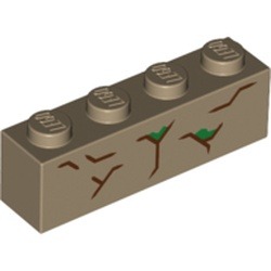 Image LEGO : brique de poitrine, couleur beige foncé, référence BrickLink 3010pb253, élément LEGO 6245944.