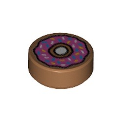 Le donut imprimé : pièce LEGO 98138pb021, couleur nougat moyen, élément 6117405.